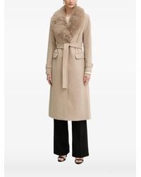Morgan - Faux-Fur Collar Belted Coat - Lyst