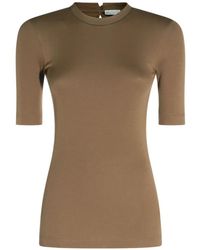 Brunello Cucinelli - Geribbeld T-Shirt Met Monili Afwerking - Lyst