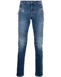 Balmain - Ribbed Panelled Skinny Jeans - Lyst