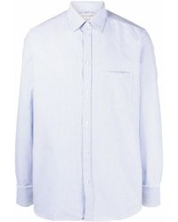 Golden Goose - White And Blue G Logo-embroidery Striped Shirt - Lyst
