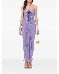 Ana Radu - Floral-Appliqué Ruched Maxi Dress - Lyst