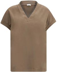 Brunello Cucinelli - T-Shirt With 'Precious' Neckline - Lyst
