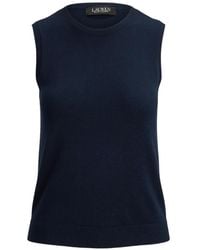 Ralph Lauren - Sleeveless Ribbed-Trim Top - Lyst
