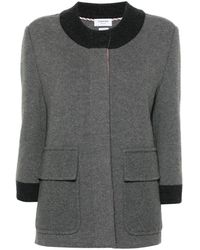 Thom Browne - Contrasting-Trim Wool Blend Cardi-Coat - Lyst