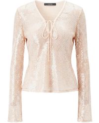 Toccin - Zuri Sequin-Embellished Flared-Sleeve Blouse - Lyst