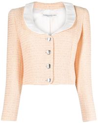 Alessandra Rich - Sequin-embellished Tweed Cropped Jacket - Lyst