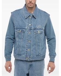 J.Press - Embroidered-Logo Sleeveless Denim Jacket - Lyst