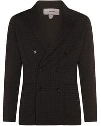Lardini - Houndstooth-Pattern Double-Breasted Blazer - Lyst