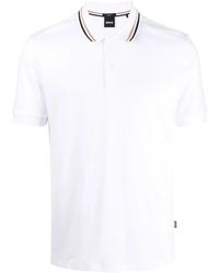 BOSS - Slim-Fit Cotton Polo Shirt With Striped Collar - Lyst