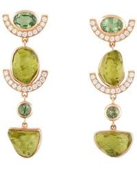 CLARA CHEHAB - Irene Long Sequence Sapphire, Peridot And Diamond Earrings - Lyst