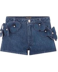 David Koma - 3D Flower Denim Mini Shorts - Lyst