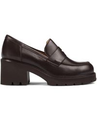 Doucal's - Block-Heel Leather Loafers - Lyst