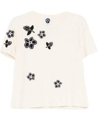YANYAN KNITS - Floral-Appliqué T-Shirt - Lyst