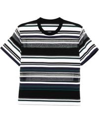 Sacai - T-Shirt Rayé À Empiècement Transparent - Lyst