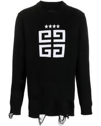 Givenchy - 4g-motif Distressed Cotton Sweatshirt - Lyst