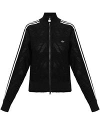 adidas - Firebird Knitted Crochet Zip-Up Sweater - Lyst