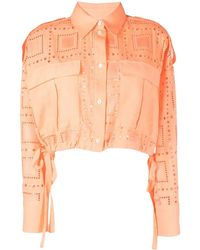 MSGM - Chemise Crop En Broderie Anglaise - Lyst