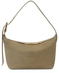 Miu Miu - Spirit Logo-Embossed Suede Shoulder Bag - Lyst