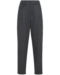 Brunello Cucinelli - Wol-Flanel Baggy Broek Met Monili - Lyst