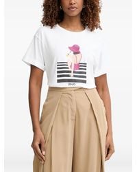 Liu Jo - Embellished Graphic-Print T-Shirt - Lyst