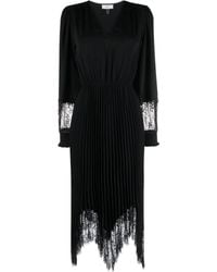 Nissa - Lace-Trim Pleated Midi Dress - Lyst
