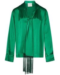 forte_forte - Fringe-Trim Silk Blouse - Lyst