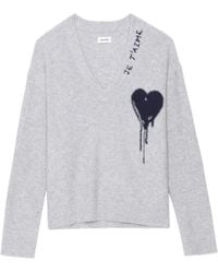 Zadig & Voltaire - Mikyz Heart V-neck Sweater - Lyst