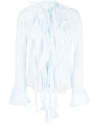 Ermanno Scervino - Ruffled Sheer Silk Shirt - Lyst