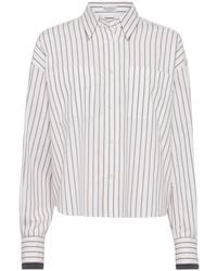 Brunello Cucinelli - Seidenhemd Mit Monili-Borte - Lyst