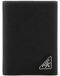 Prada - Logo-Plaque Leather Wallet - Lyst
