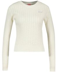 KENZO - Signature-Embroidered Cable-Knit Sweater - Lyst