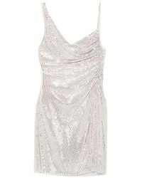 Self-Portrait - Rhinestone-Embellished Ruched Mini Dress - Lyst