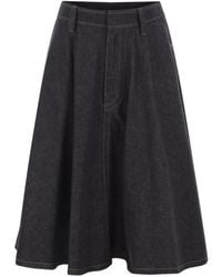 Brunello Cucinelli - Monili-Embellished Flared Midi Skirt - Lyst