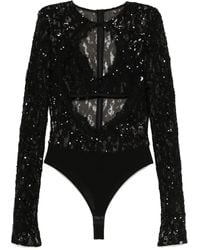 Nissa - Sequin-Detail Lace Bodysuit - Lyst