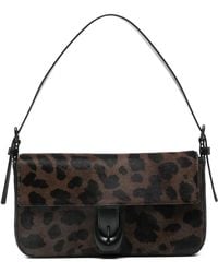 STAUD - Leopard-Pattern Buckle-Detail Shoulder Bag - Lyst