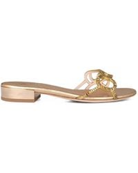 Rodo - Crystal-Embellished Cutout Flat Sandals - Lyst