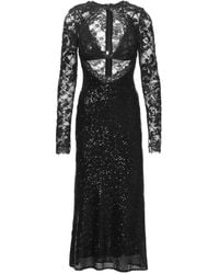 Nissa - Midi-Jurk Met Pailletten En Kant - Lyst