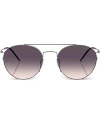 Giorgio Armani - Round-Frame Double-Bridge Sunglasses - Lyst