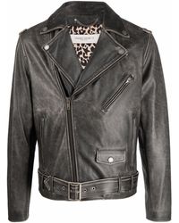 Golden Goose Word-print Leather Biker Jacket in Black for Men