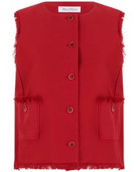 Max Mara - Frayed-Edge Button-Up Gilet - Lyst