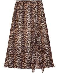 Ganni - Leopard Print Midi Skirt - Lyst