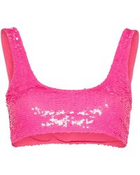 P.A.R.O.S.H. - Sequin-embellished cropped top - Lyst