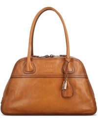 Miu Miu - Medium Vivant Logo-Embossed Leather Tote Bag - Lyst
