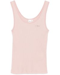 Chloé - Embroidered-logo Tank Top - Lyst