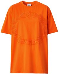 Burberry - Logo Embroidered T-shirt - Lyst