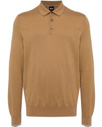 BOSS - Knitted Organic-cotton Polo Shirt - Lyst