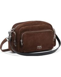 Bimba Y Lola - Large Coffee Suede Pocket Crossbody Bag - Lyst