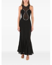 Philipp Plein - Rhinestone-Embellished Sheer-Panel Maxi Dress - Lyst