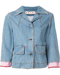 Marni Geknöpfte Cropped-Jeansjacke - Blau