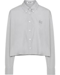 Miu Miu - Crop Popeline Shirt - Lyst